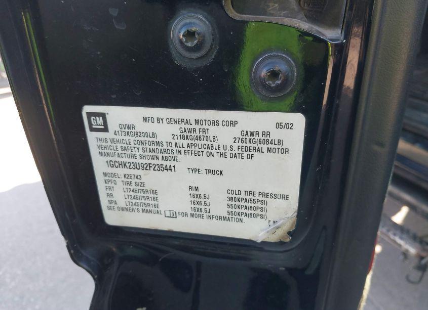 Photo 9 of 2002 Chevrolet Silverado 2500HD LS (VIN 1GCHK23U92F235441)