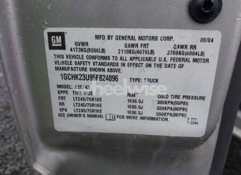 Photo 9 of 2005 Chevrolet Silverado 2500HD LS (VIN 1GCHK23U95F824896)