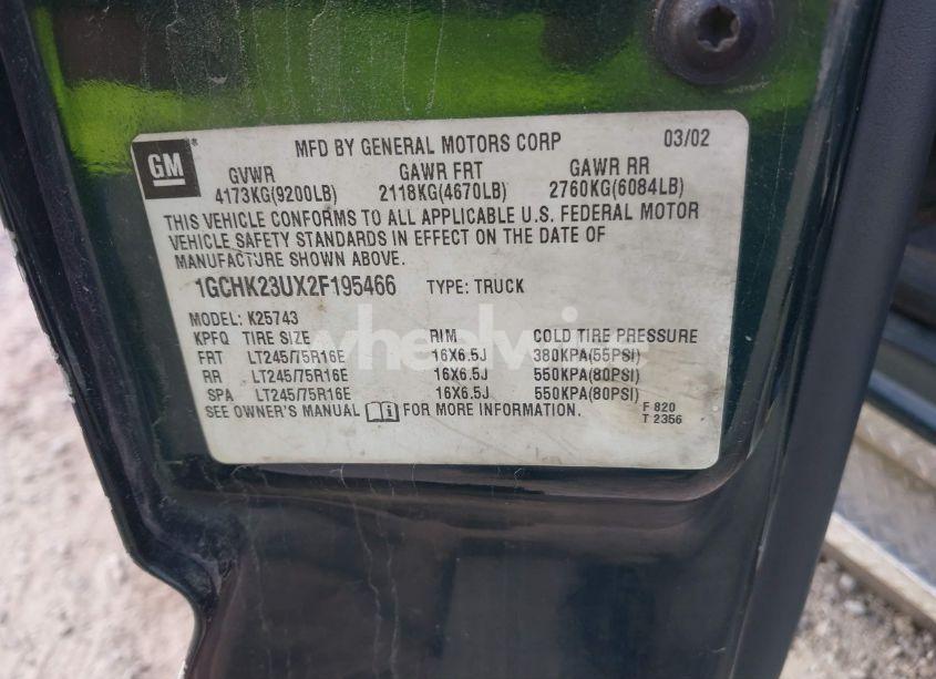 Photo 9 of 2002 Chevrolet Silverado 2500HD LS (VIN 1GCHK23UX2F195466)
