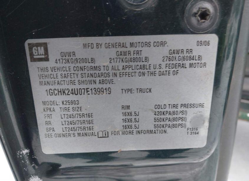 Photo 9 of 2007 Chevrolet Silverado 2500HD CLASSIC LT1 (VIN 1GCHK24U07E139919)