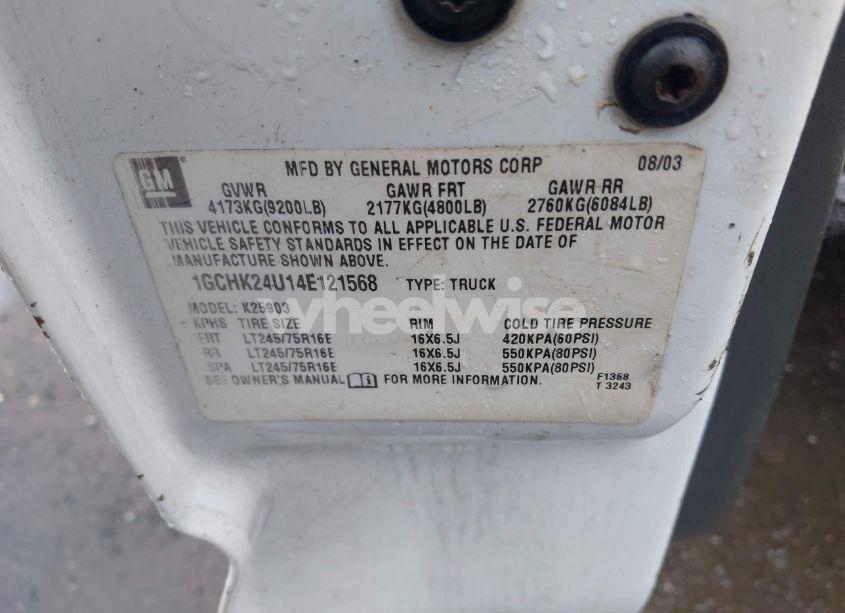 Photo 9 of 2004 Chevrolet Silverado 2500HD WORK TRUCK (VIN 1GCHK24U14E121568)