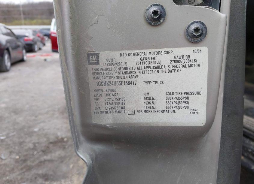 Photo 9 of 2005 Chevrolet Silverado 2500HD WORK TRUCK (VIN 1GCHK24U65E156477)