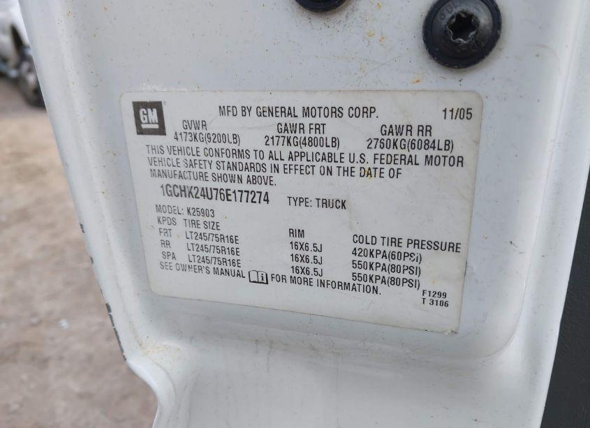 Photo 9 of 2006 Chevrolet Silverado 2500HD WORK TRUCK (VIN 1GCHK24U76E177274)