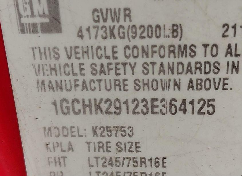 Photo 9 of 2003 Chevrolet Silverado 2500HD LT (VIN 1GCHK29123E364125)