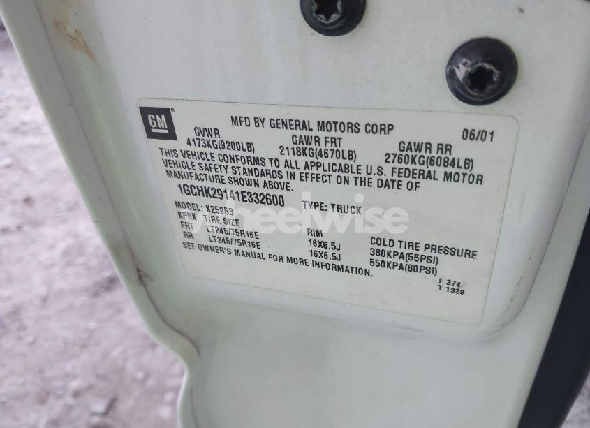 Photo 9 of 2001 Chevrolet Silverado 2500HD LS (VIN 1GCHK29141E332600)