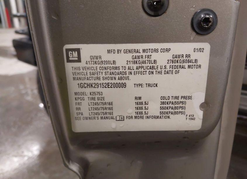 Photo 9 of 2002 Chevrolet Silverado 2500HD LS (VIN 1GCHK29152E200009)