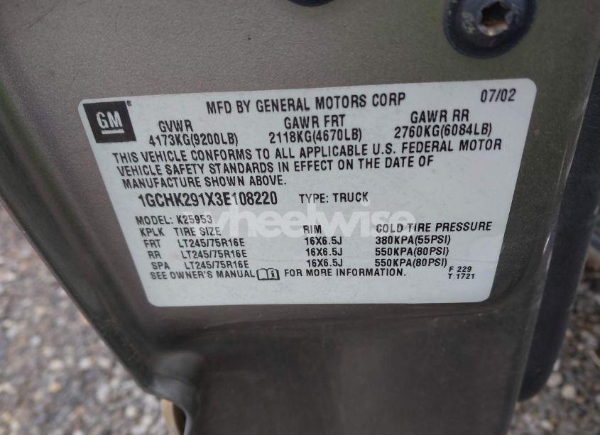 Photo 9 of 2003 Chevrolet Silverado 2500HD LS (VIN 1GCHK291X3E108220)