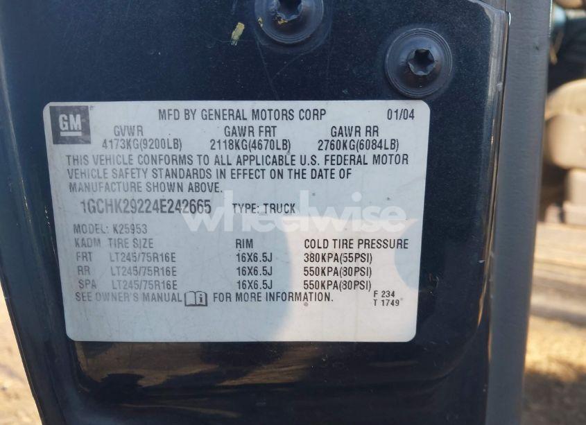 Photo 9 of 2004 Chevrolet Silverado 2500HD LS (VIN 1GCHK29224E242665)