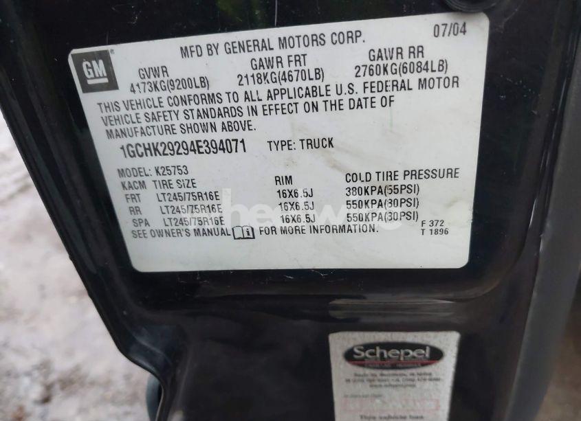 Photo 9 of 2004 Chevrolet Silverado 2500HD LS (VIN 1GCHK29294E394071)