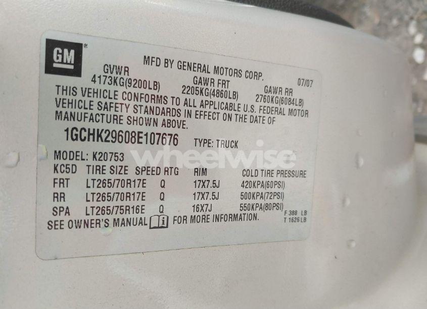 Photo 9 of 2008 Chevrolet Silverado 2500HD LT2 (VIN 1GCHK29608E107676)