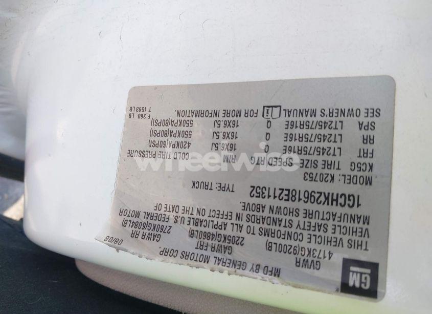 Photo 9 of 2008 Chevrolet Silverado 2500HD WORK TRUCK (VIN 1GCHK29618E211352)