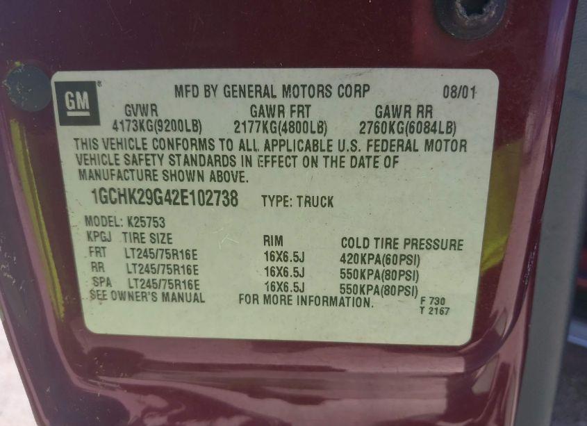 Photo 9 of 2002 Chevrolet Silverado 2500HD LS (VIN 1GCHK29G42E102738)