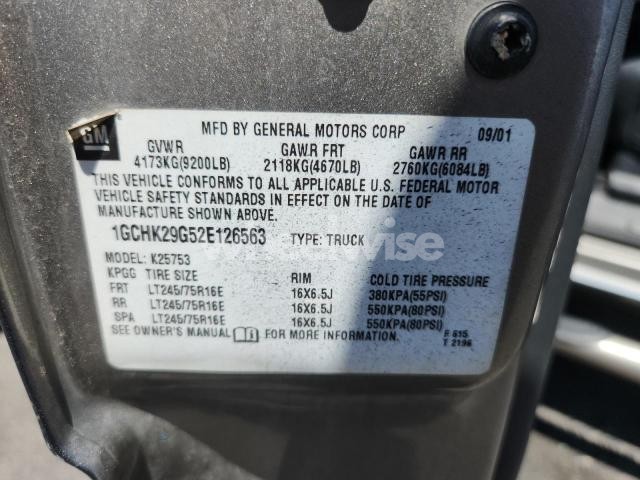 Photo 11 of 2002 CHEVROLET SILVERADO K2500 HEAVY DUTY (VIN 1GCHK29G52E126563)