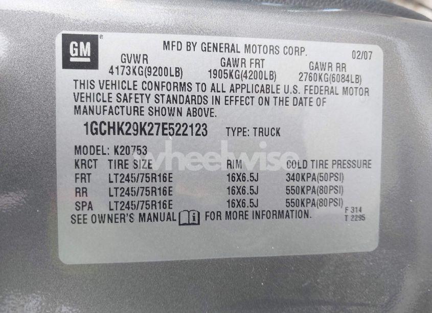 Photo 9 of 2007 Chevrolet Silverado 2500HD LT1 (VIN 1GCHK29K27E522123)