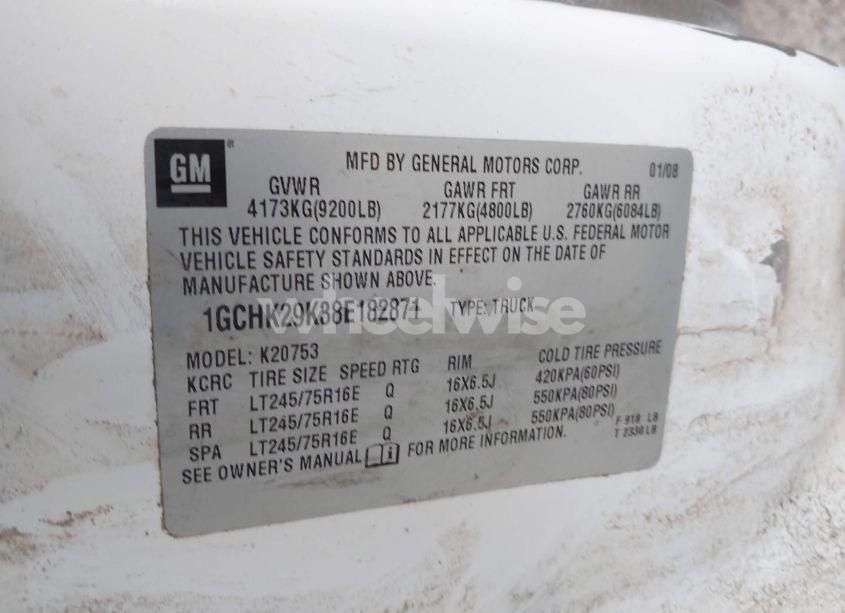 Photo 9 of 2008 Chevrolet Silverado 2500HD WORK TRUCK (VIN 1GCHK29K38E182871)