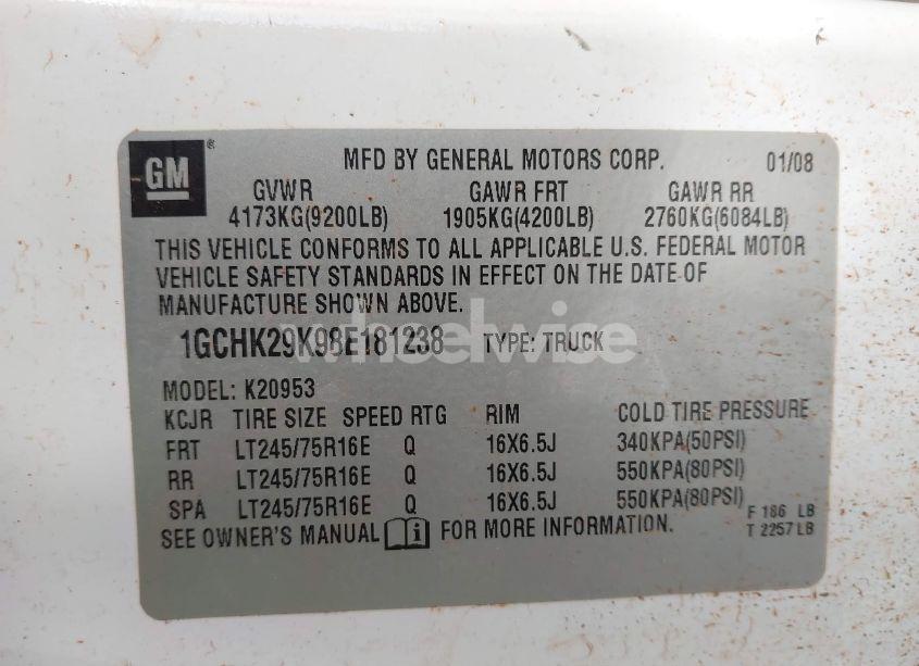 Photo 9 of 2008 Chevrolet Silverado 2500HD WORK TRUCK (VIN 1GCHK29K98E181238)