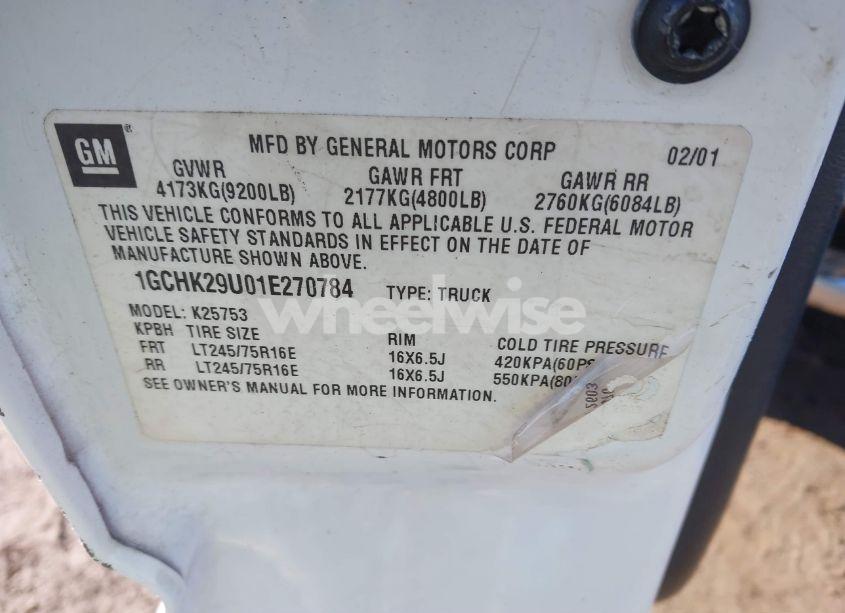 Photo 9 of 2001 Chevrolet Silverado 2500HD LS (VIN 1GCHK29U01E270784)