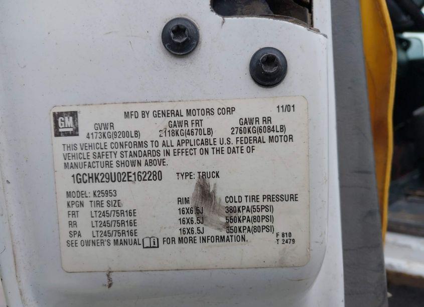 Photo 9 of 2002 Chevrolet Silverado 2500HD (VIN 1GCHK29U02E162280)