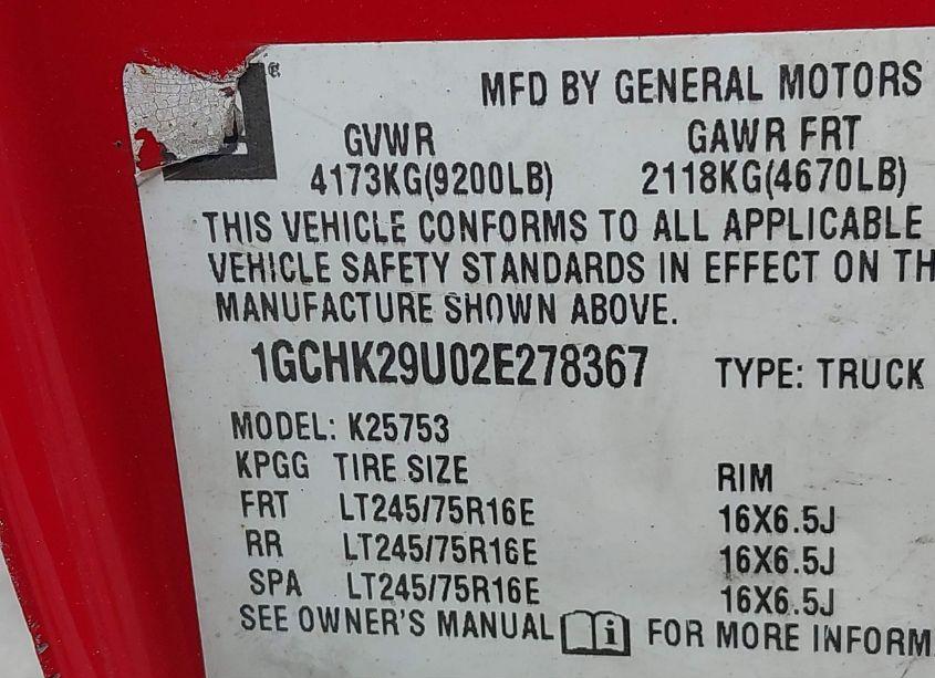 Photo 9 of 2002 Chevrolet Silverado 2500HD (VIN 1GCHK29U02E278367)