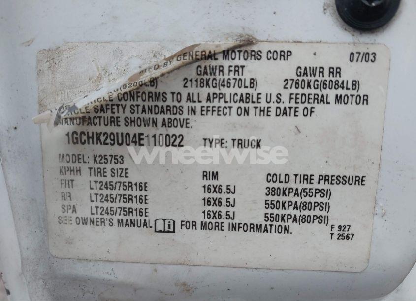 Photo 9 of 2004 Chevrolet Silverado 2500HD LS (VIN 1GCHK29U04E110022)