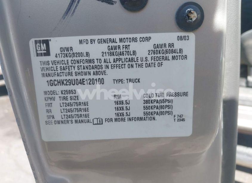 Photo 9 of 2004 Chevrolet Silverado 2500HD LS (VIN 1GCHK29U04E120100)