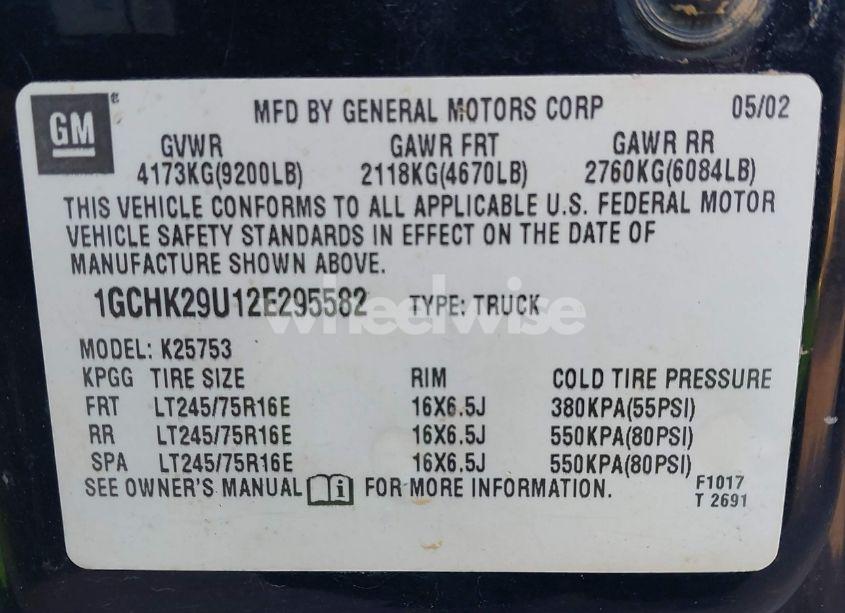 Photo 9 of 2002 Chevrolet Silverado 2500HD LT (VIN 1GCHK29U12E295582)