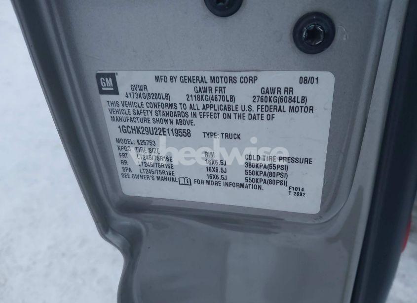 Photo 9 of 2002 Chevrolet Silverado 2500HD LT (VIN 1GCHK29U22E119558)