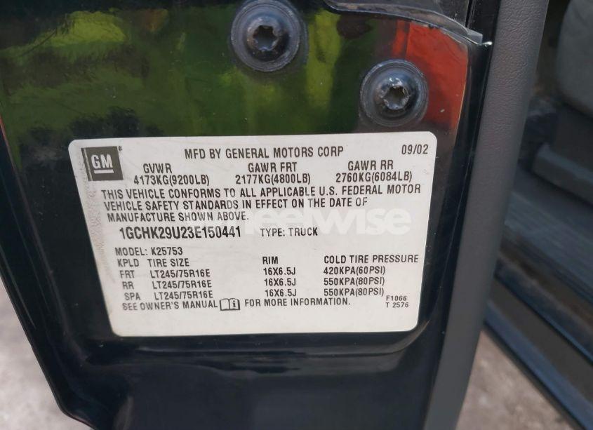 Photo 9 of 2003 Chevrolet Silverado 2500HD LS (VIN 1GCHK29U23E150441)