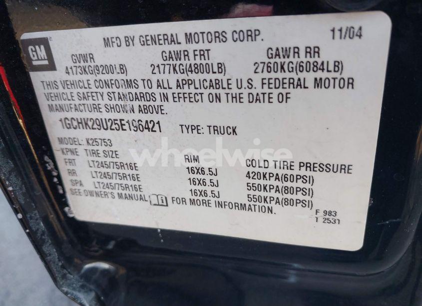 Photo 9 of 2005 Chevrolet Silverado 2500HD LS (VIN 1GCHK29U25E196421)