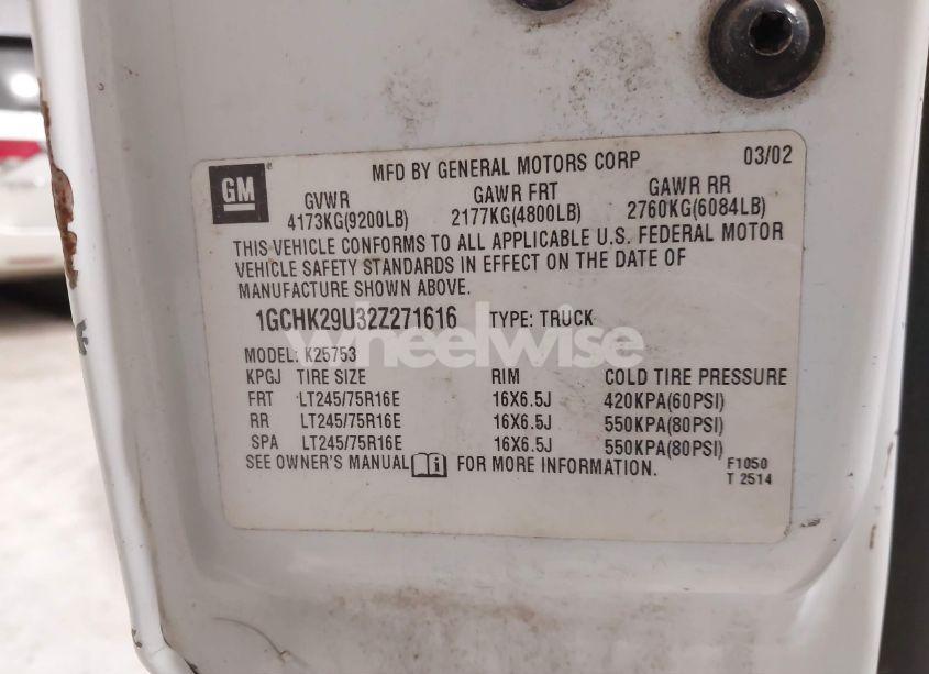 Photo 9 of 2002 Chevrolet Silverado 2500HD LS (VIN 1GCHK29U32Z271616)