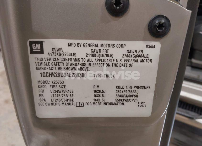 Photo 9 of 2004 Chevrolet Silverado 2500HD LT (VIN 1GCHK29U34E288300)