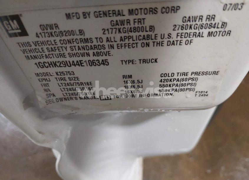 Photo 9 of 2004 Chevrolet Silverado 2500HD LS (VIN 1GCHK29U44E106345)