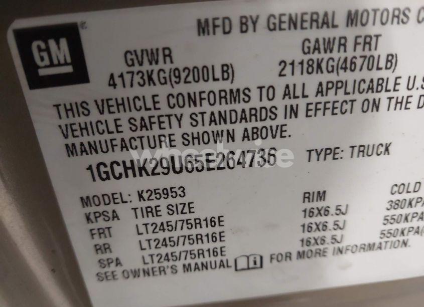 Photo 9 of 2005 Chevrolet Silverado 2500HD WORK TRUCK (VIN 1GCHK29U65E264736)