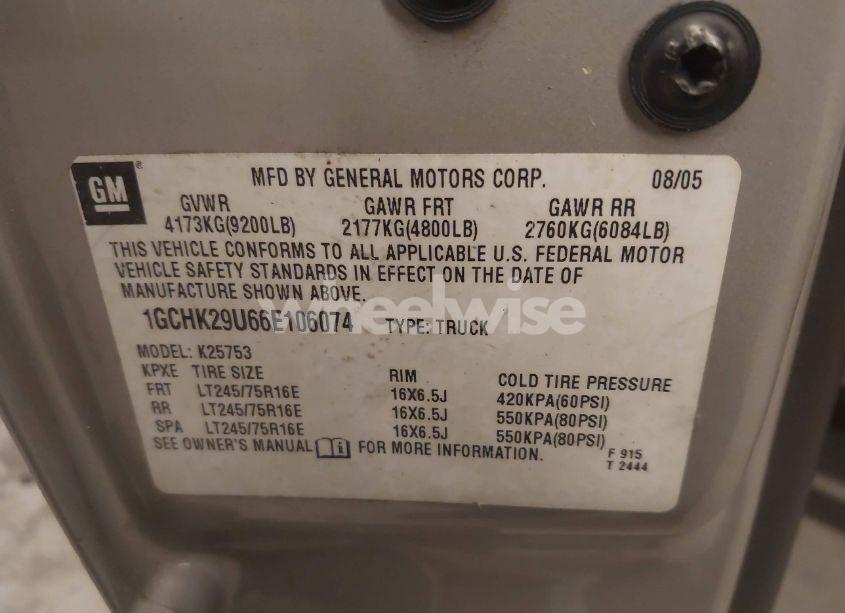 Photo 9 of 2006 Chevrolet Silverado 2500HD LT1 (VIN 1GCHK29U66E106074)