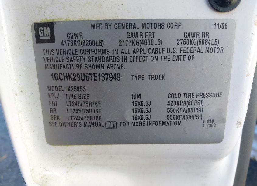 Photo 9 of 2007 Chevrolet Silverado 2500HD CLASSIC LT1 (VIN 1GCHK29U67E187949)