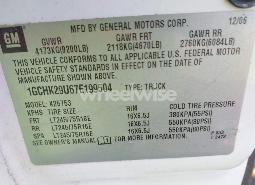 Photo 9 of 2007 Chevrolet Silverado 2500HD CLASSIC LT1 (VIN 1GCHK29U67E199504)