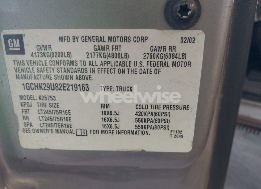 Photo 9 of 2002 Chevrolet Silverado 2500HD LS (VIN 1GCHK29U82E219163)