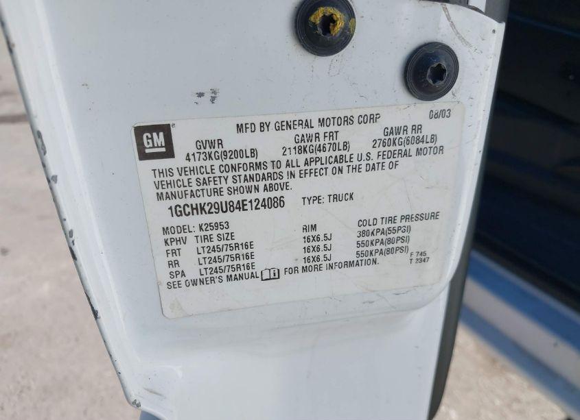 Photo 9 of 2004 Chevrolet Silverado 2500HD LS (VIN 1GCHK29U84E124086)