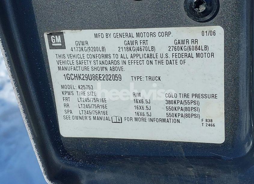 Photo 9 of 2006 Chevrolet Silverado 2500HD LS (VIN 1GCHK29U86E202059)