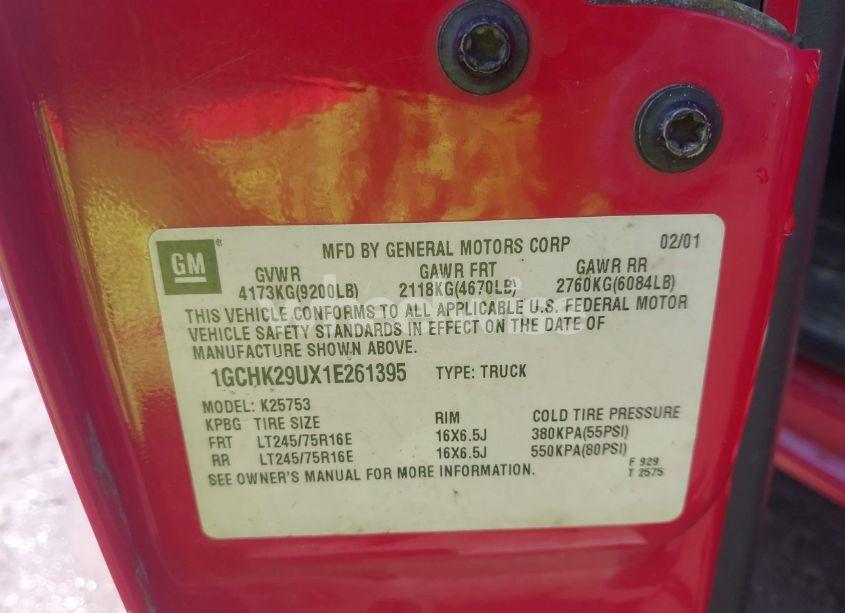 Photo 9 of 2001 Chevrolet Silverado 2500HD LS (VIN 1GCHK29UX1E261395)