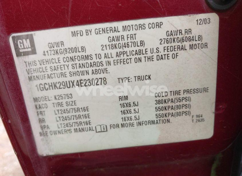 Photo 9 of 2004 Chevrolet Silverado 2500HD LT (VIN 1GCHK29UX4E230278)