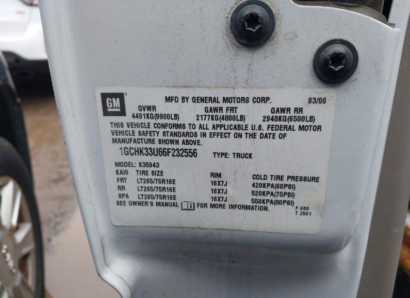 Photo 9 of 2006 Chevrolet Silverado 3500 WORK TRUCK (VIN 1GCHK33U66F232556)