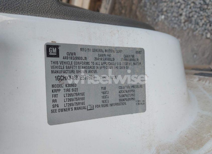 Photo 9 of 2007 Chevrolet Silverado 3500 WORK TRUCK (VIN 1GCHK34637E571928)