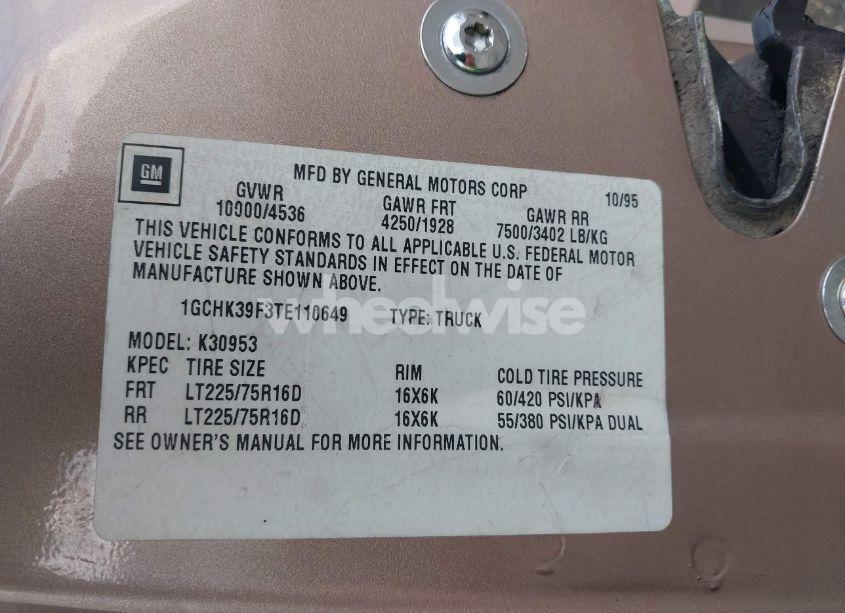 Photo 9 of 1996 Chevrolet Gmt-400 (VIN 1GCHK39F3TE110649)