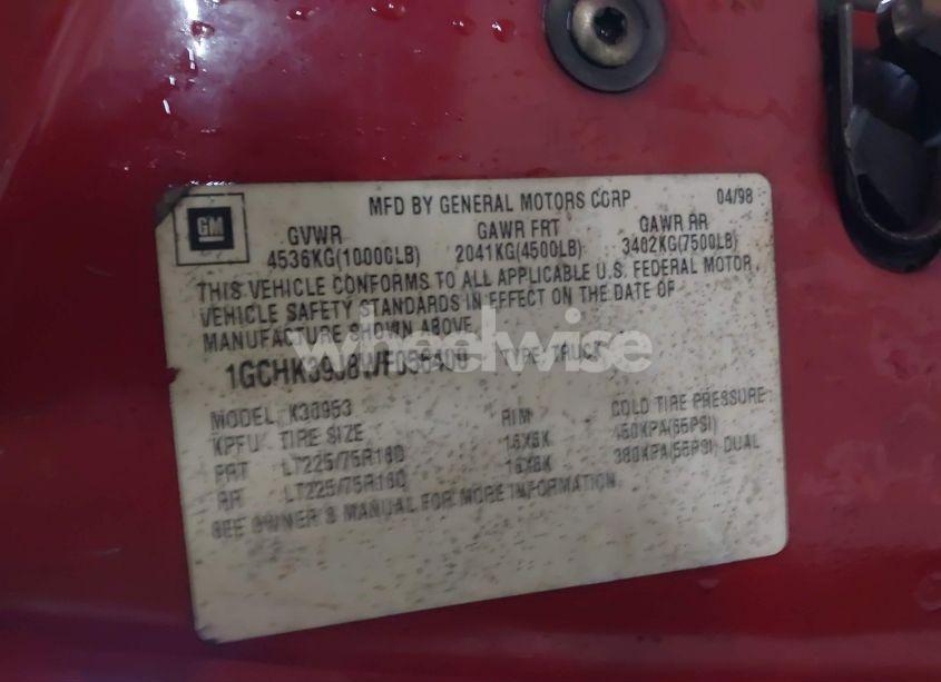 Photo 9 of 1998 Chevrolet C3500 (VIN 1GCHK39J8WF056400)