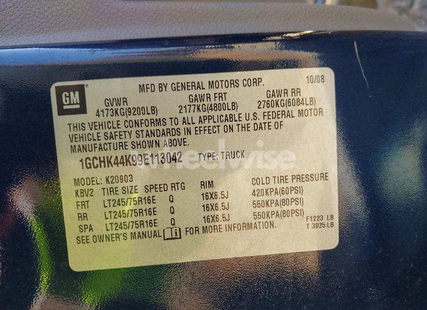 Photo 9 of 2009 Chevrolet Silverado 2500HD WORK TRUCK (VIN 1GCHK44K99E113042)