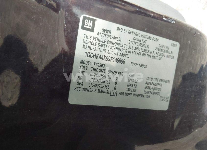 Photo 9 of 2009 Chevrolet Silverado 2500HD WORK TRUCK (VIN 1GCHK44K99F146696)