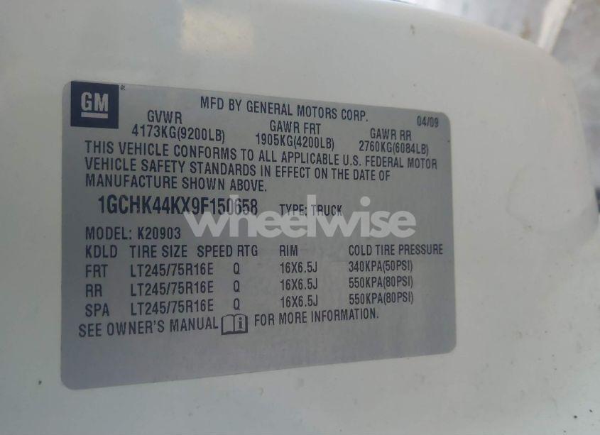 Photo 9 of 2009 Chevrolet Silverado 2500HD WORK TRUCK (VIN 1GCHK44KX9F150658)