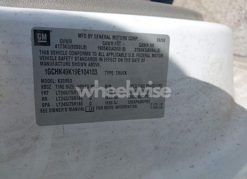 Photo 9 of 2009 Chevrolet Silverado 2500HD WORK TRUCK (VIN 1GCHK49K19E104103)