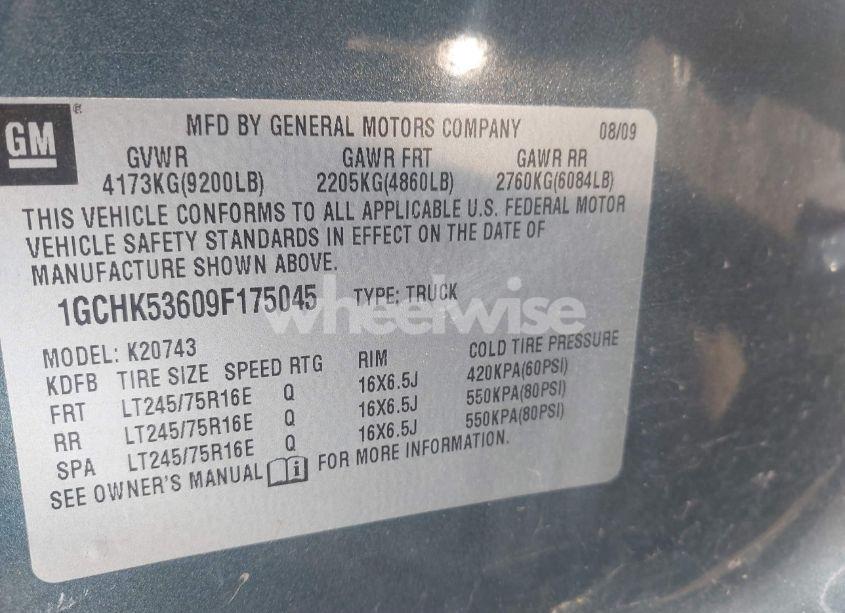 Photo 9 of 2009 Chevrolet Silverado 2500HD (VIN 1GCHK53609F175045)